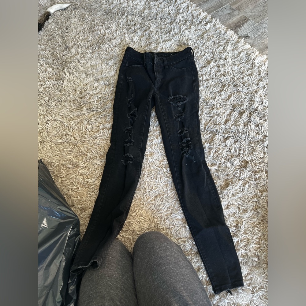 american eagle distressed black jeans